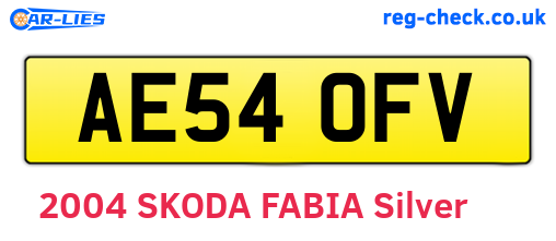 AE54OFV are the vehicle registration plates.