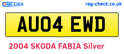 AU04EWD are the vehicle registration plates.