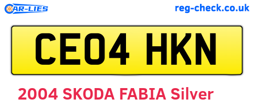CE04HKN are the vehicle registration plates.