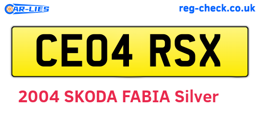 CE04RSX are the vehicle registration plates.
