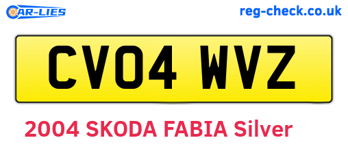 CV04WVZ are the vehicle registration plates.