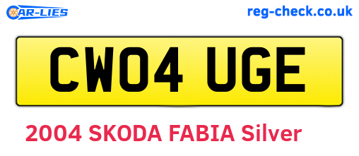 CW04UGE are the vehicle registration plates.
