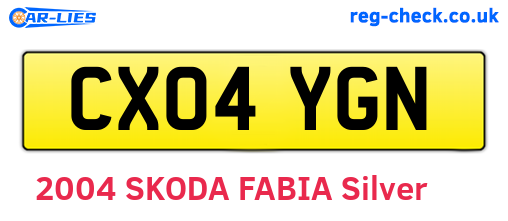 CX04YGN are the vehicle registration plates.