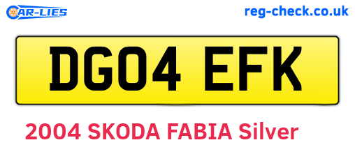DG04EFK are the vehicle registration plates.