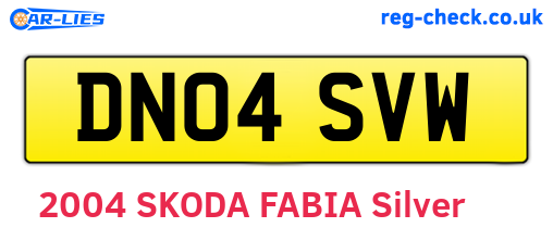 DN04SVW are the vehicle registration plates.