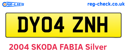 DY04ZNH are the vehicle registration plates.