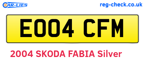 EO04CFM are the vehicle registration plates.