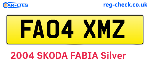FA04XMZ are the vehicle registration plates.