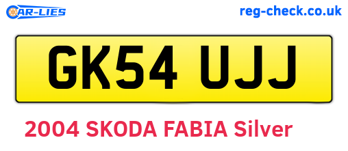 GK54UJJ are the vehicle registration plates.