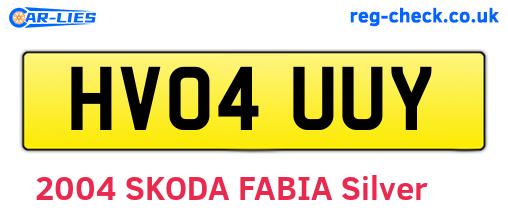 HV04UUY are the vehicle registration plates.