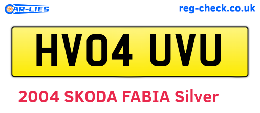 HV04UVU are the vehicle registration plates.