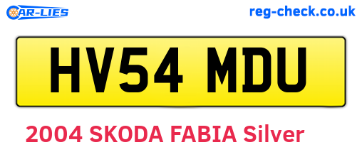 HV54MDU are the vehicle registration plates.