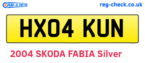 HX04KUN are the vehicle registration plates.