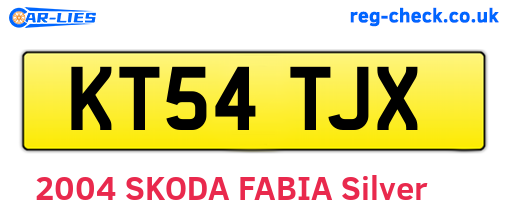 KT54TJX are the vehicle registration plates.