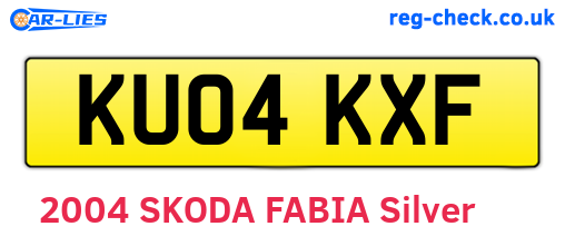 KU04KXF are the vehicle registration plates.
