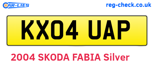 KX04UAP are the vehicle registration plates.