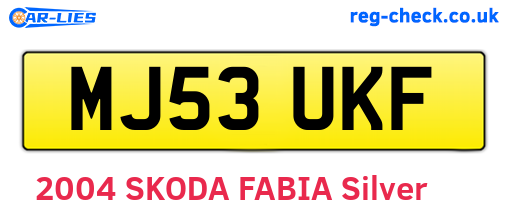 MJ53UKF are the vehicle registration plates.