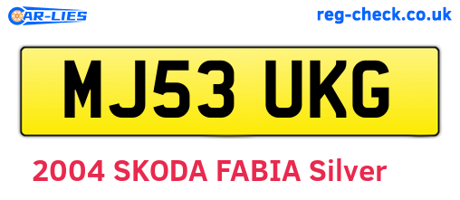 MJ53UKG are the vehicle registration plates.