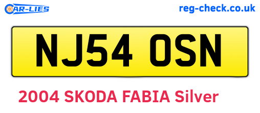 NJ54OSN are the vehicle registration plates.