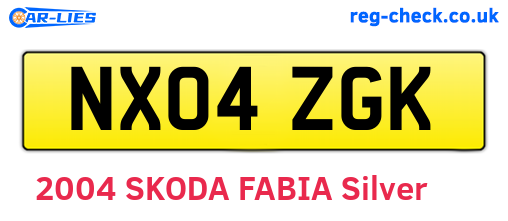 NX04ZGK are the vehicle registration plates.