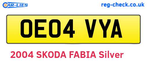 OE04VYA are the vehicle registration plates.