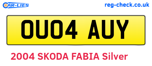 OU04AUY are the vehicle registration plates.