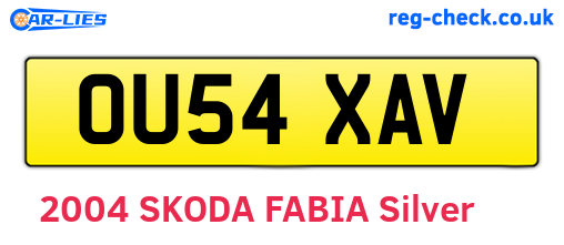 OU54XAV are the vehicle registration plates.