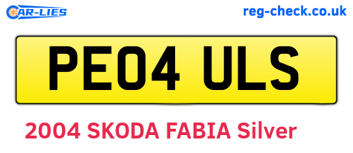 PE04ULS are the vehicle registration plates.