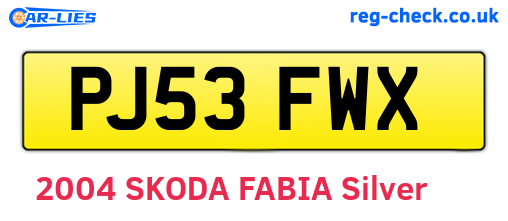 PJ53FWX are the vehicle registration plates.