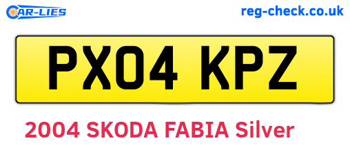 PX04KPZ are the vehicle registration plates.