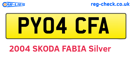PY04CFA are the vehicle registration plates.