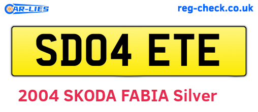 SD04ETE are the vehicle registration plates.