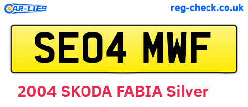 SE04MWF are the vehicle registration plates.