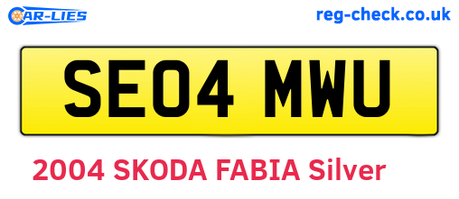 SE04MWU are the vehicle registration plates.