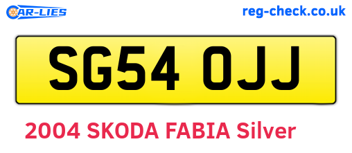 SG54OJJ are the vehicle registration plates.