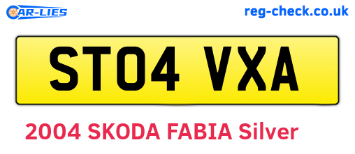 ST04VXA are the vehicle registration plates.