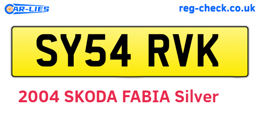 SY54RVK are the vehicle registration plates.