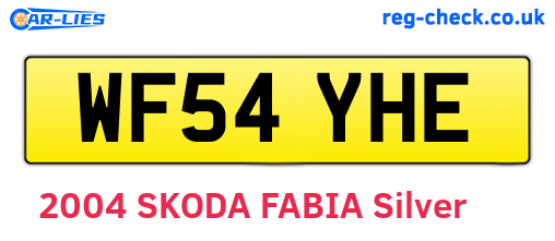 WF54YHE are the vehicle registration plates.