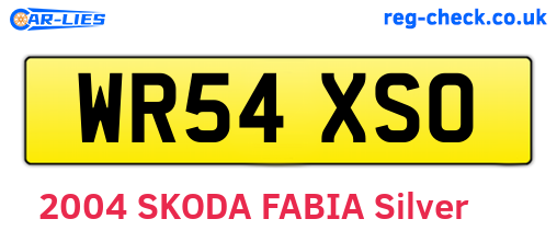 WR54XSO are the vehicle registration plates.