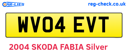WV04EVT are the vehicle registration plates.