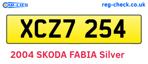 XCZ7254 are the vehicle registration plates.