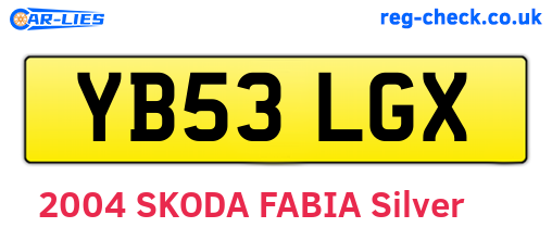 YB53LGX are the vehicle registration plates.