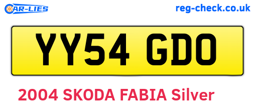 YY54GDO are the vehicle registration plates.