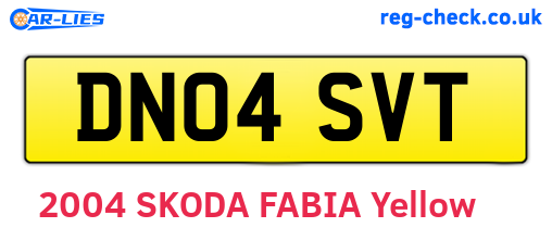DN04SVT are the vehicle registration plates.