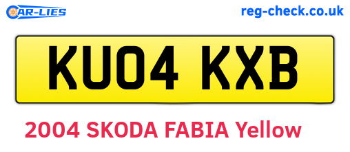 KU04KXB are the vehicle registration plates.