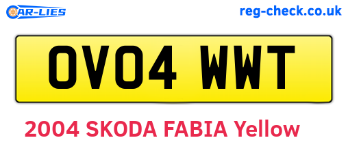 OV04WWT are the vehicle registration plates.