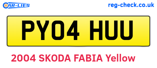 PY04HUU are the vehicle registration plates.