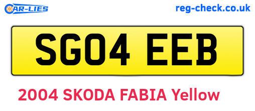SG04EEB are the vehicle registration plates.