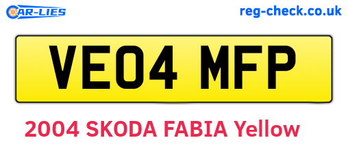 VE04MFP are the vehicle registration plates.