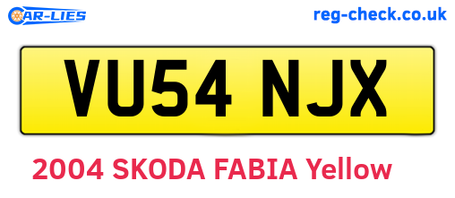 VU54NJX are the vehicle registration plates.